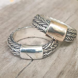 silver signet band,sterling silver,rustic,rounded foxtail pattern,steampunk,mens silver ring, industrial Modern,chain,rope signet, wedding