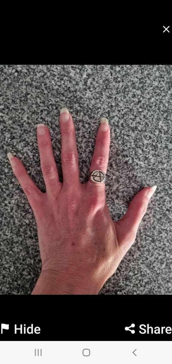 Anarchy Ring, Round Top,sterling Silver,medium Size Signet, Punk,alternative, Steampunk,handmade,sid Vicious,rebel,biker, - Etsy Anarchy Ring, Round Top,sterling Silver,medium Size Signet, Punk,alternative, Steampunk,handmade,sid Vicious,rebel,biker, - Etsy