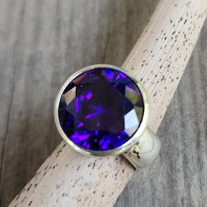 Large cz ring,sterling silver,chunky ring,zircon boho,gemstone ring,handmade,cubic zirconia ring,modern
