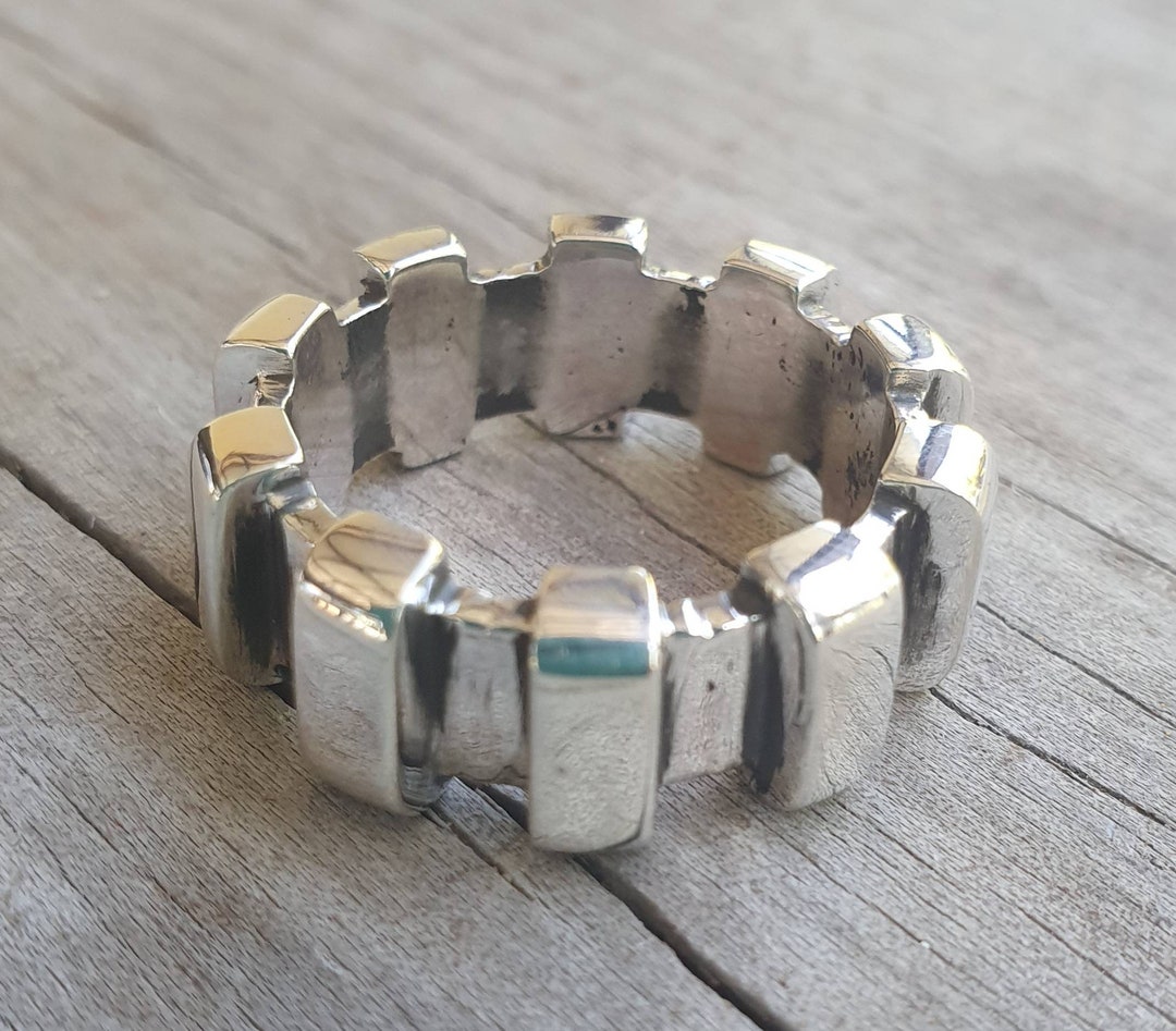 Chunky Industrial Ring,sterling Silver,block,steampunk,rustic,heavy ...
