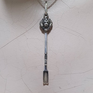 Lion head pendant,spoon pendant, spoon key ring,solid sterling silver,small spice spoon,handmade  unique, collectors,