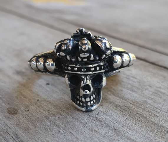 Vintage Crown Skull Head Ring Stainless Steel Men's Biker Skull Ring Size  7-13 | eBay