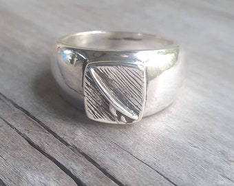 surf board ring,sterling silver, square signet surfer ring,boho,surfer,board rider,wave rider