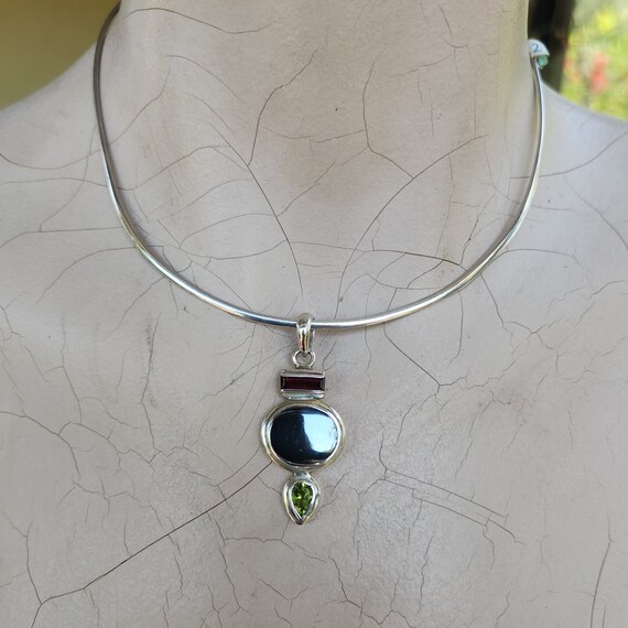 Gemstone pendant,solid sterling silver,set with h… - image 8