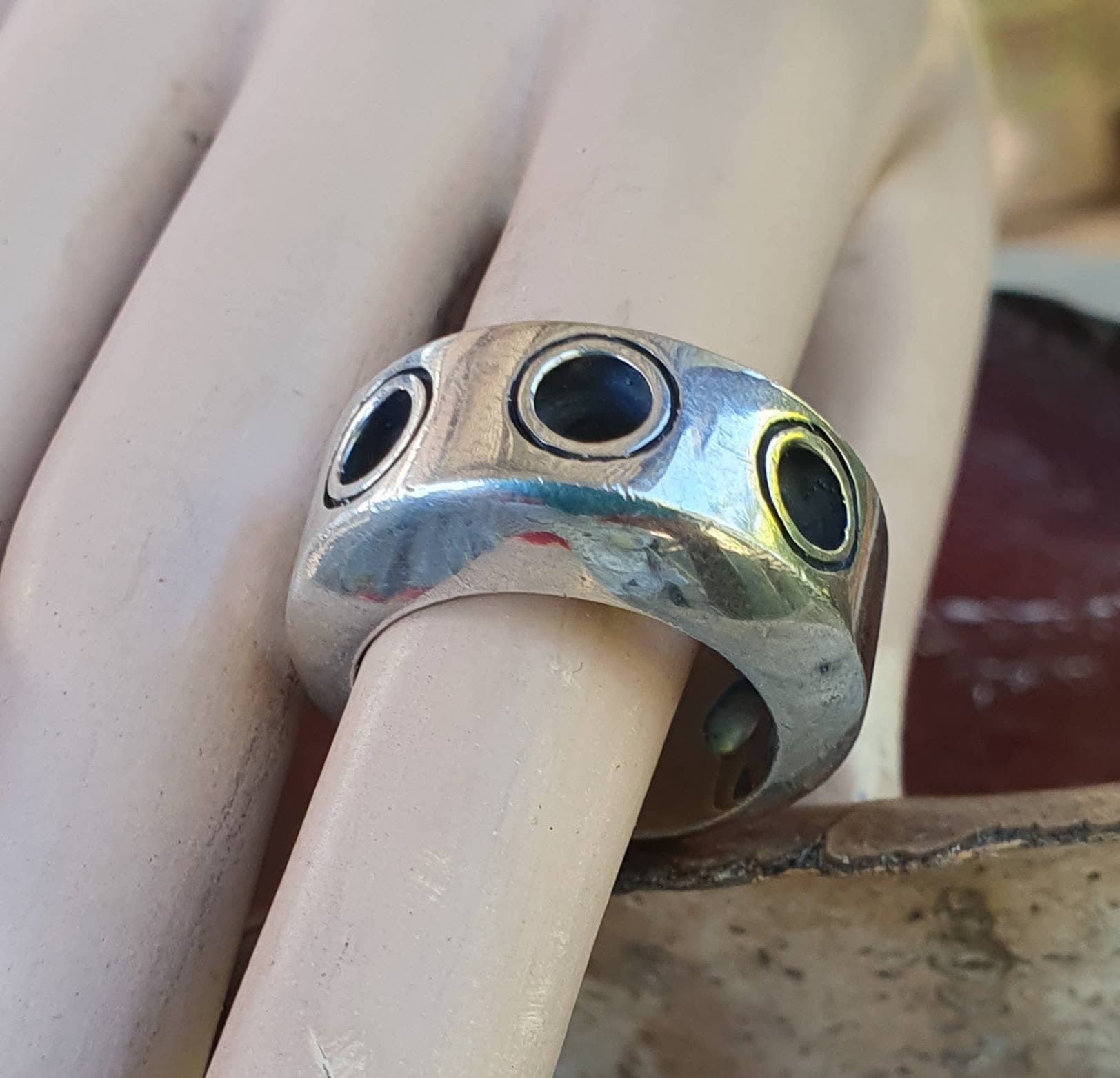 Chunky Ring,solid Sterling Silver,heavy Industrial,thick,sits High ...
