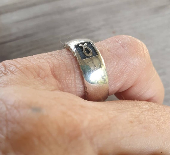 Anillo cristiano simbolo de pez religioso Jesus anillo de bodas cristiano plata esterlina hecho a mano banda de plata iglesia Dios Etsy Espana