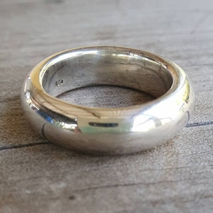 Silver band,solid 6.2mm,plain thick sterling silver ring,half round band,wedding,dress ring,boho,unisex,handmade,d shape ring,chunky ring,