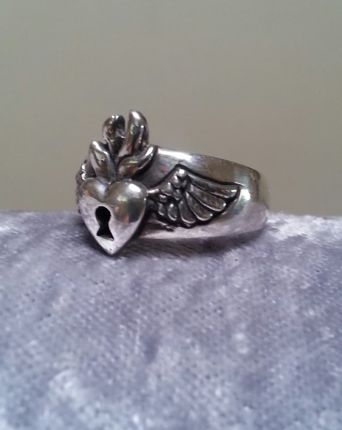 Sacred Heart Ring Flaming Heart Rockabillyangel - Etsy