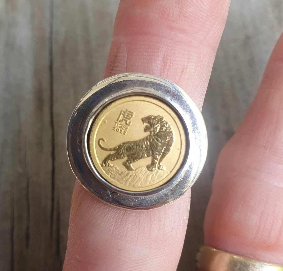 【本物保証】 Onze Ring,1/20 Coin Gold ,perth Tiger the of ,year 2022 Coin アクセサリー