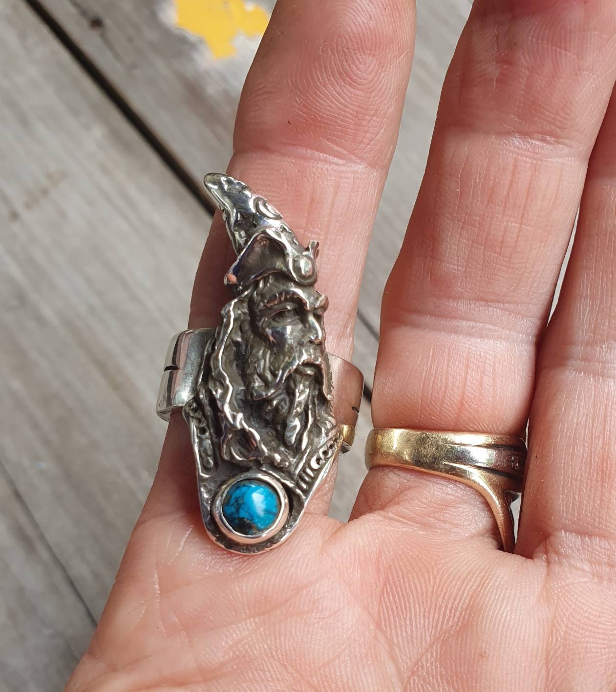 Large Wizard Ring,turquoise,sterling Silver,cubic Zirconia Large Wizard Ring,turquoise,sterling Silver,cubic Zirconia