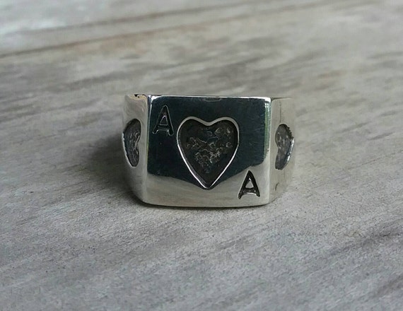 Ace of Hearts ace Ring gambling sterling Silver vegas Wedding casino poker black Jack Ring square Signet Ring hipster rockabilly hotrod Etsy Australia