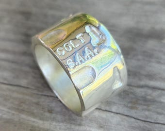 Colt,gun Barrel Ring,17mm,sterling Silver,chunky Ring,colt,s.a.a