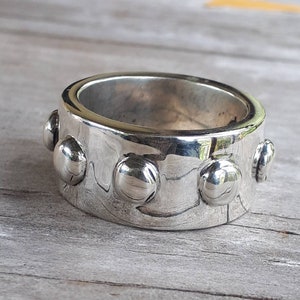 Rustic Ring,domes,heavy,solid,sterling Silver,industrial,chunky Ring ...
