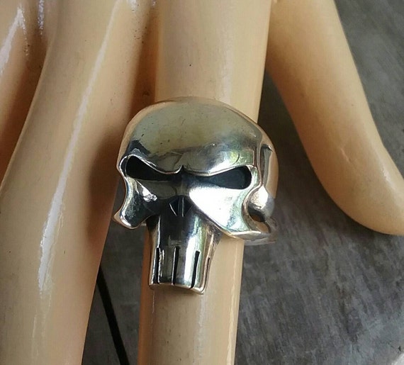 Punisher skull ring,925 solid sterling silver,chu… - image 3