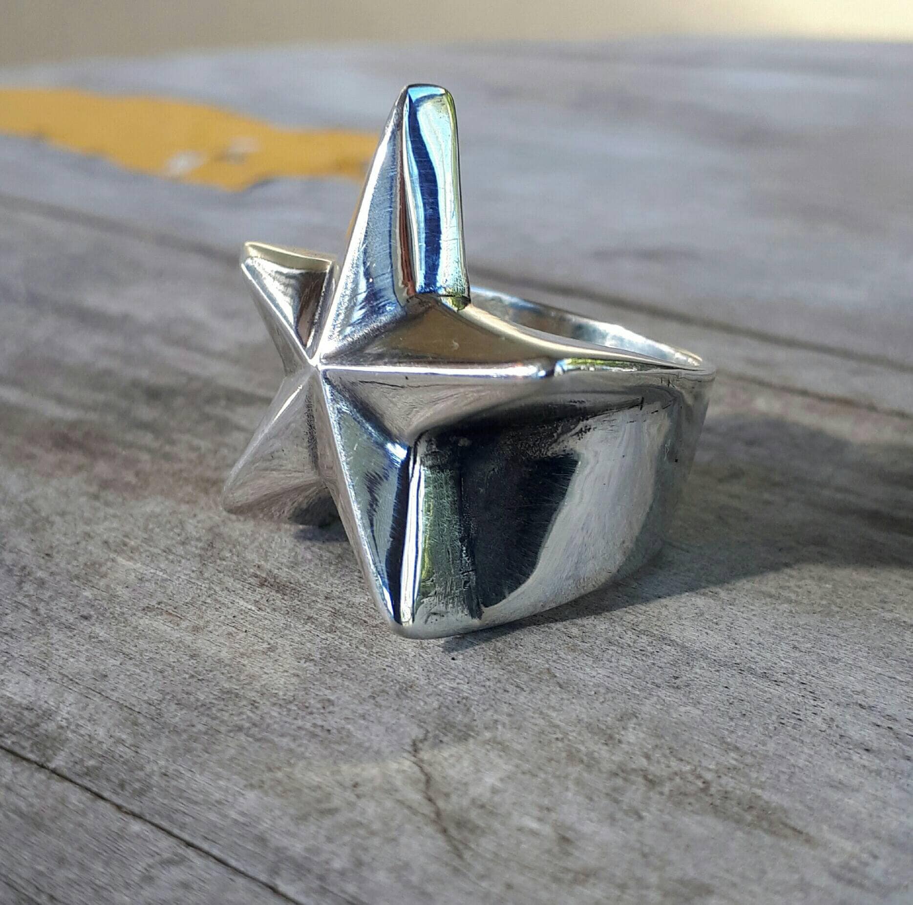 Large Star Ringsterling Silvercaltex Starfive Pointed - Etsy