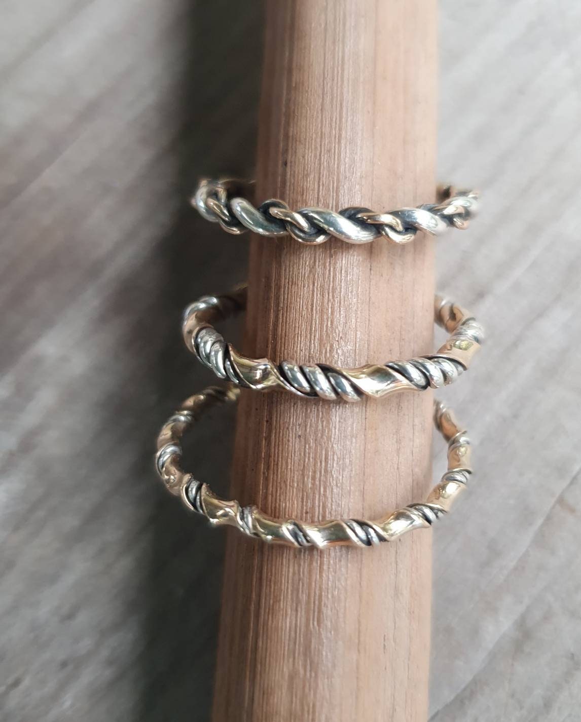 Twisted Wire Rings Gold Twisted Ring,two Tone,9k Gold & Sterling Silver,handmade Twisted ...