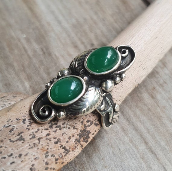 Green onyx deals ring sterling silver