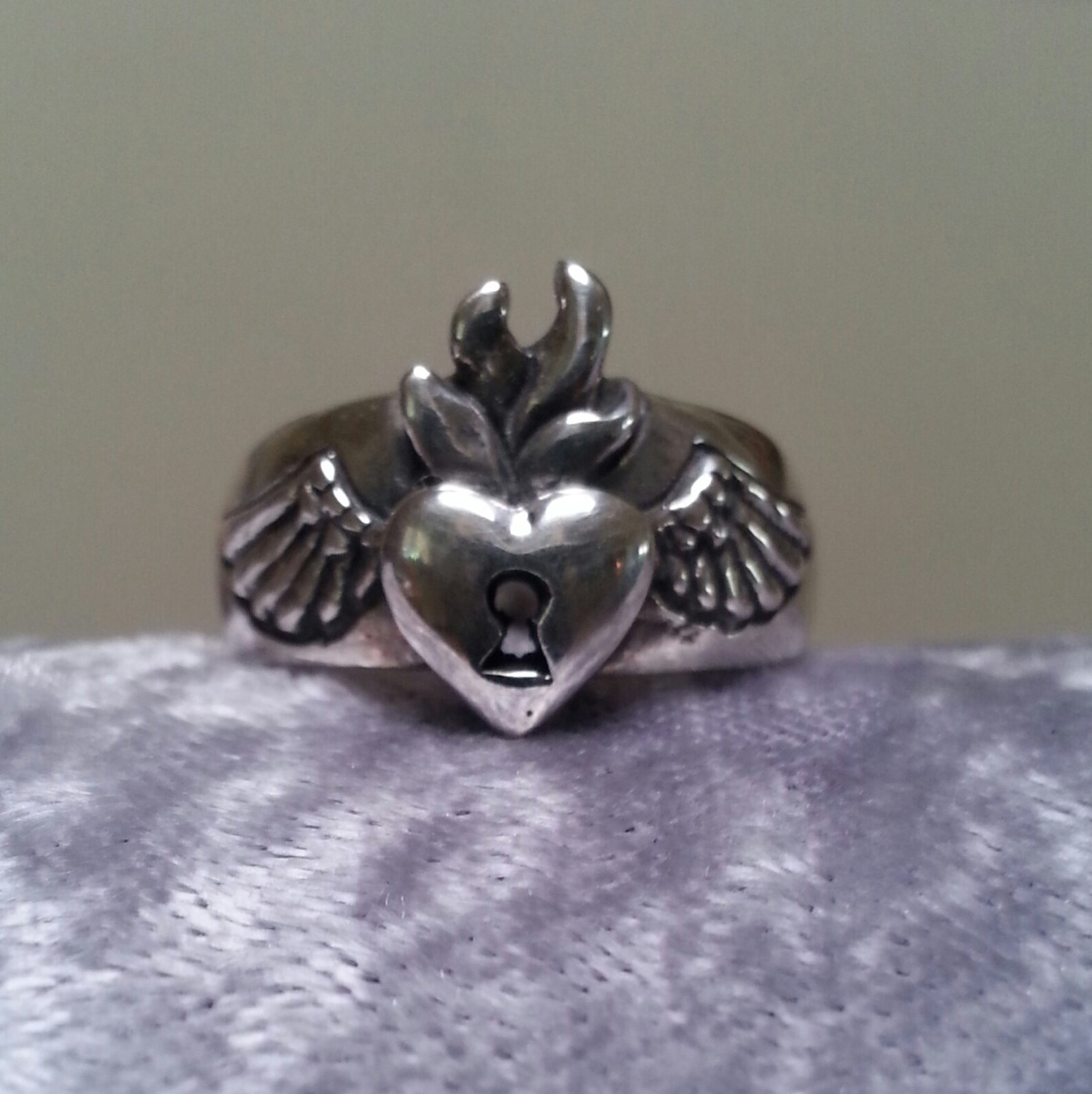 Sacred Heart Ring Flaming Heart Rockabillyangel - Etsy