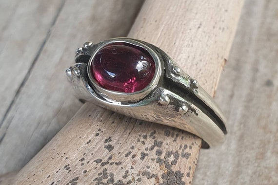 Amethyst ring,sterling silver,rustic industrial  … - image 3