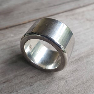 Wide solid ring,12mm, sterling silver,plain chunky band,thick wedding ring