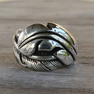 Feather Ringsterling Silverhandmadeeagle Etsy Sweden