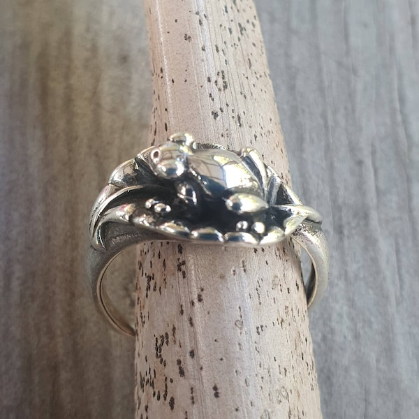 anillo de rana, plata de ley, hecho a mano, sapo, bosque, bufo