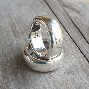 Chunky silver ring,9mm wide, heavy thick,solid sterling silver,handmade,wide silver wedding ring,dress ring,rounded band,unisex,d ring,