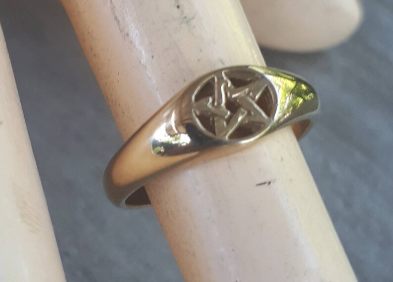 Gold Ripentagram Ring Gold Pentagram Ring Solid 9k Goldsmall Dainty Ring Pinkie - Etsy