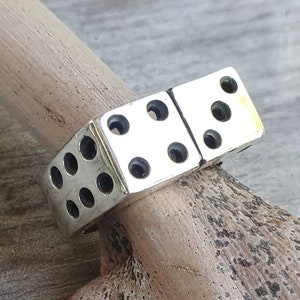 Large dice ring,sterling silver,rectangle signet ring,Vegas wedding,