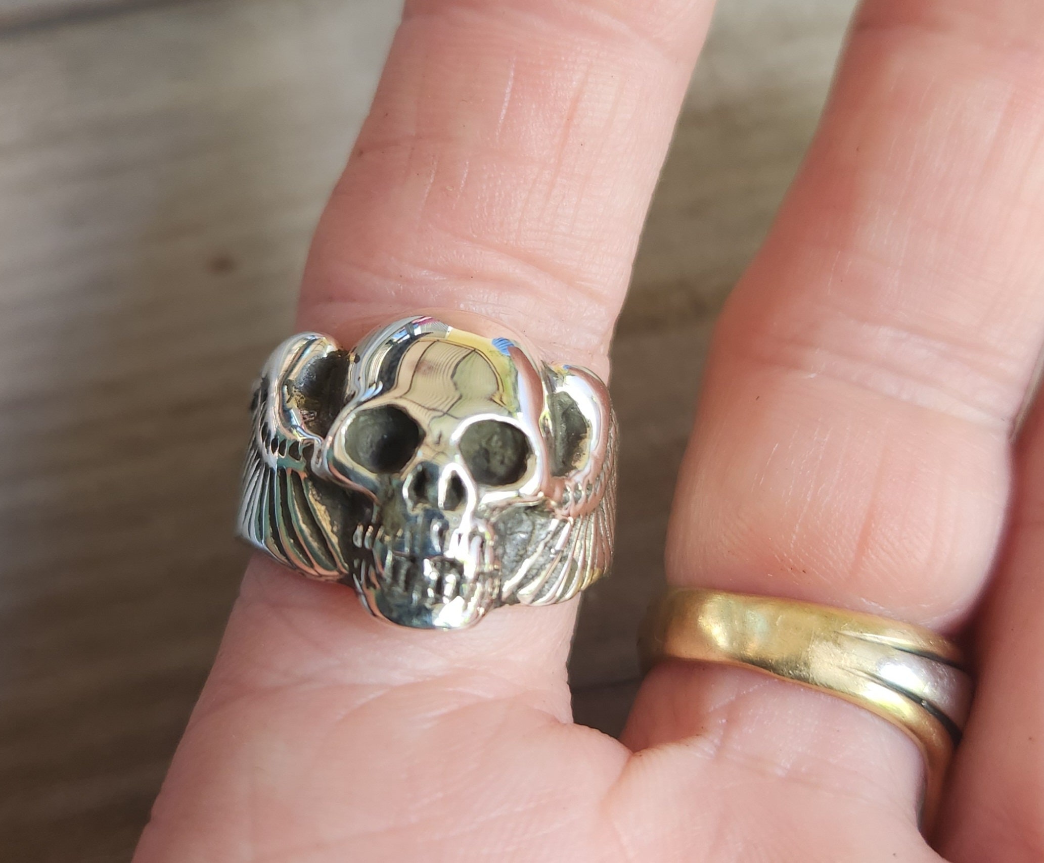 Skull Winged Ring.925 Sterling Silver, Hell, Angel Unisex Ring