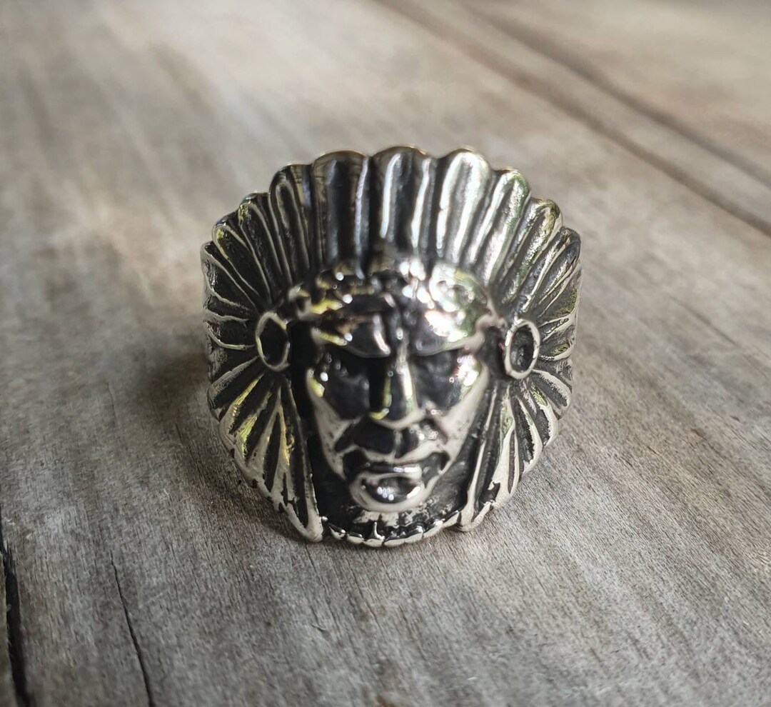 Indian Script Ring Indian Ring,indian Chief,tribal,sterling Silver,handmade,boho,ethnic ...