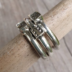 Dice stacking rings,chunky,round sterling silver,3mm halo ring,chunky band,handmade,boho,round wedding bands,thick silver rings,