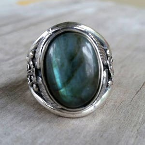 Ladrodite Ring,labradorite,sterling Silver,unisex,large Ring,new Age ...