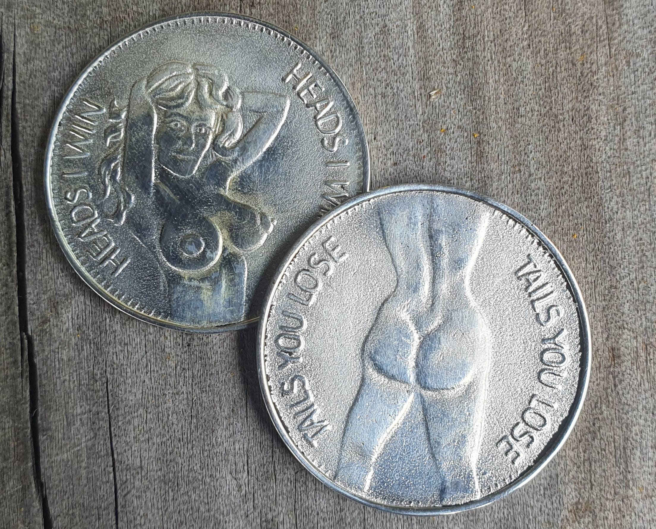 Silver Coin,heads and Tails Coin, Sterling Silver.flip a Coin