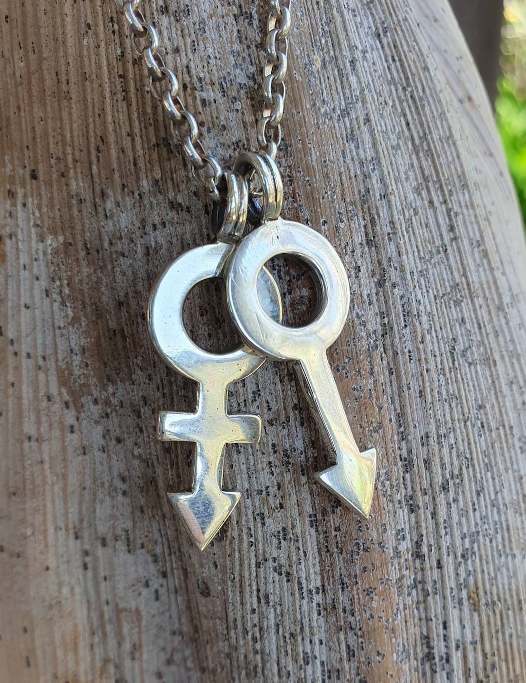 Unique Gender Symbols Matching Necklaces For Couples In Titanium