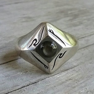 wave ring, chunky,sterling silver,diopside ,surfboard,surfer ring,wave wedding ring,surf board,signet ring