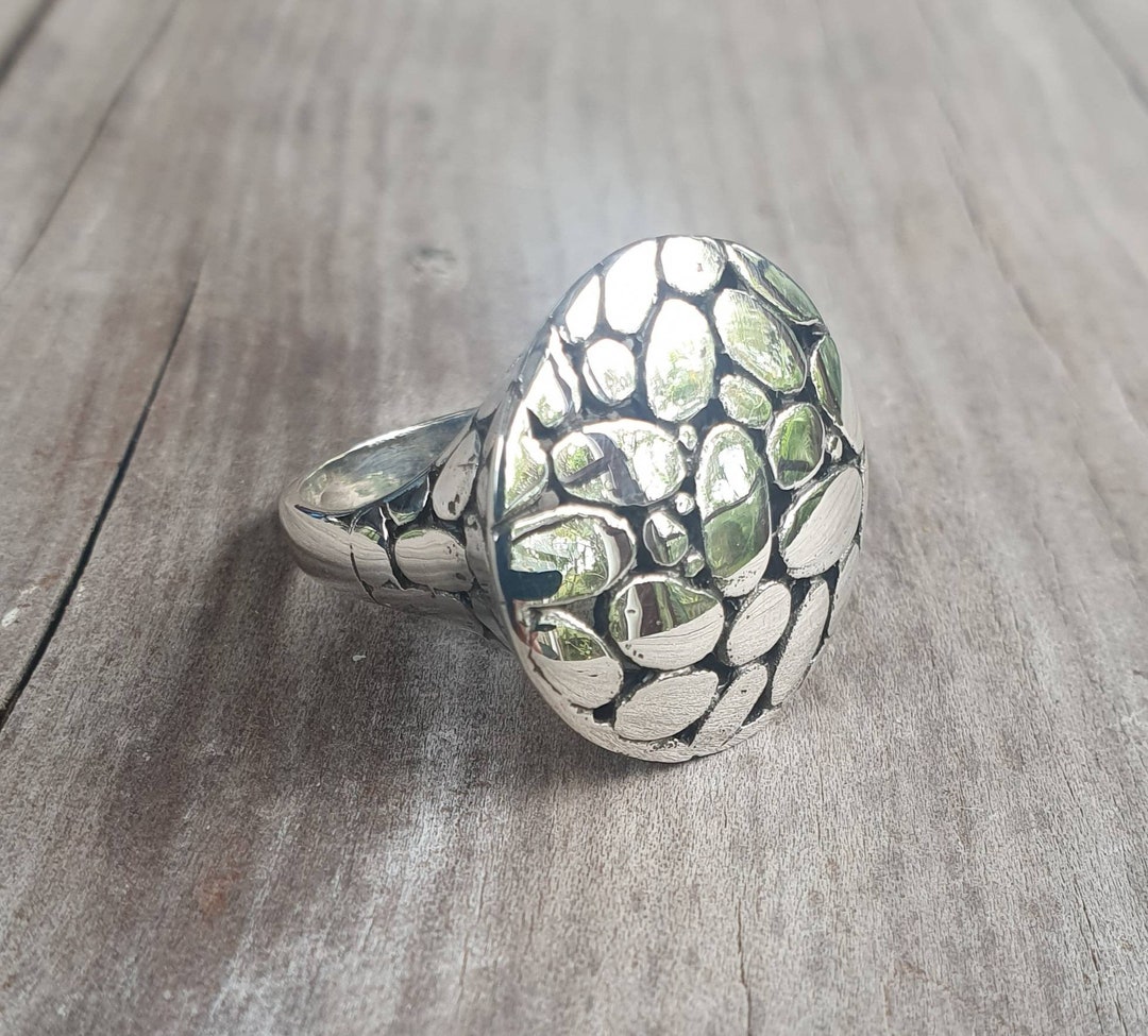 Large Round Ring, Sterling Silver, Large Plain Chunky Ring,wide Silver ...