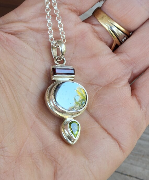 Gemstone pendant,solid sterling silver,set with h… - image 7