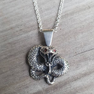Cobra Snake pendant,sterling silver,serpent,snake necklace,