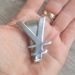 Yen money clip,solid sterling silver,handmade,Japanese yen symbol sign money clip,
