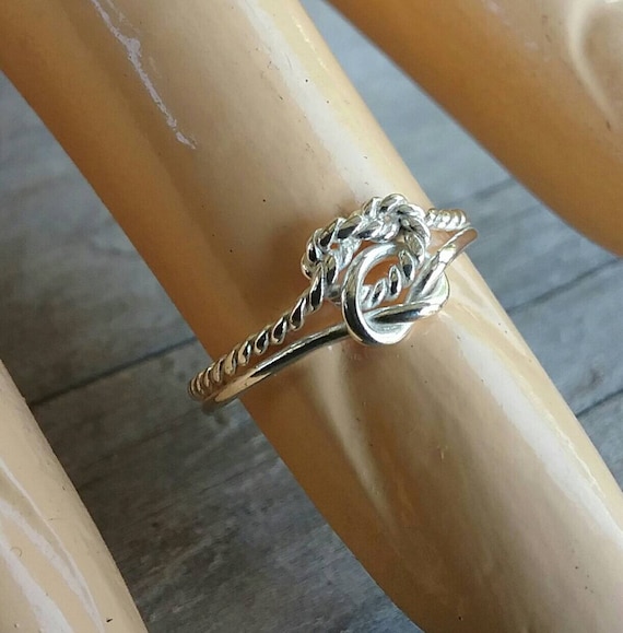 Knot Ring double Love Knot sterling Silver Dainty fine Ring fine