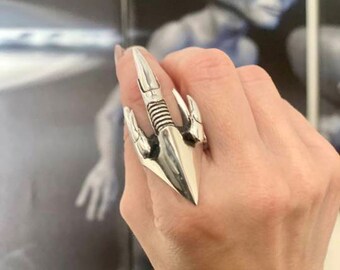Geiger Ring,claw,sterling Silver,large,chunky Ring,long Ring Geiger Ring,claw,sterling Silver,large,chunky Ring,long Ring