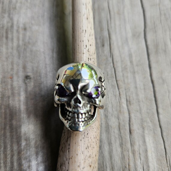 Skull Ring,sterling Silver,black Cz Eyes , Steampunk,gothic, Punk