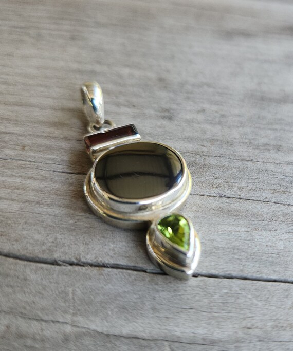 Gemstone pendant,solid sterling silver,set with h… - image 4
