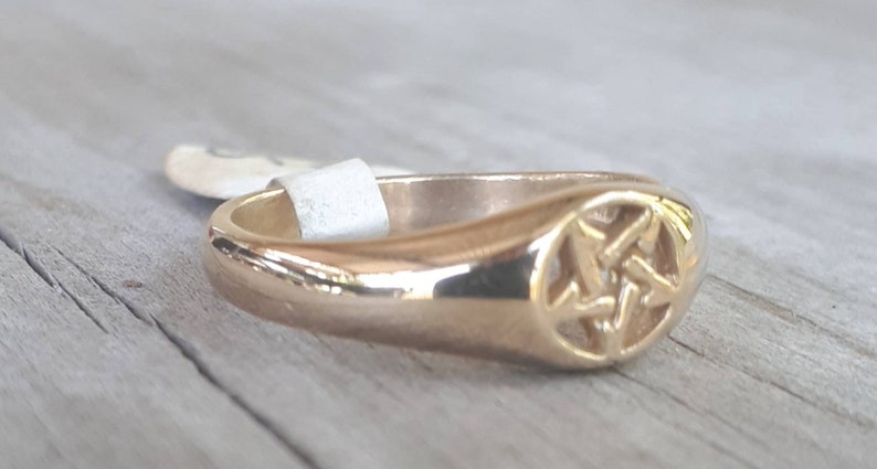 Gold Ripentagram Ring Gold Pentagram Ring Solid 9k Goldsmall Dainty Ring Pinkie - Etsy