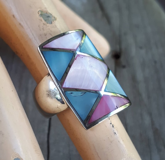 Sterling Silver Shell Large Geometric Ring Sterling Silver Shell Large Geometric Ring