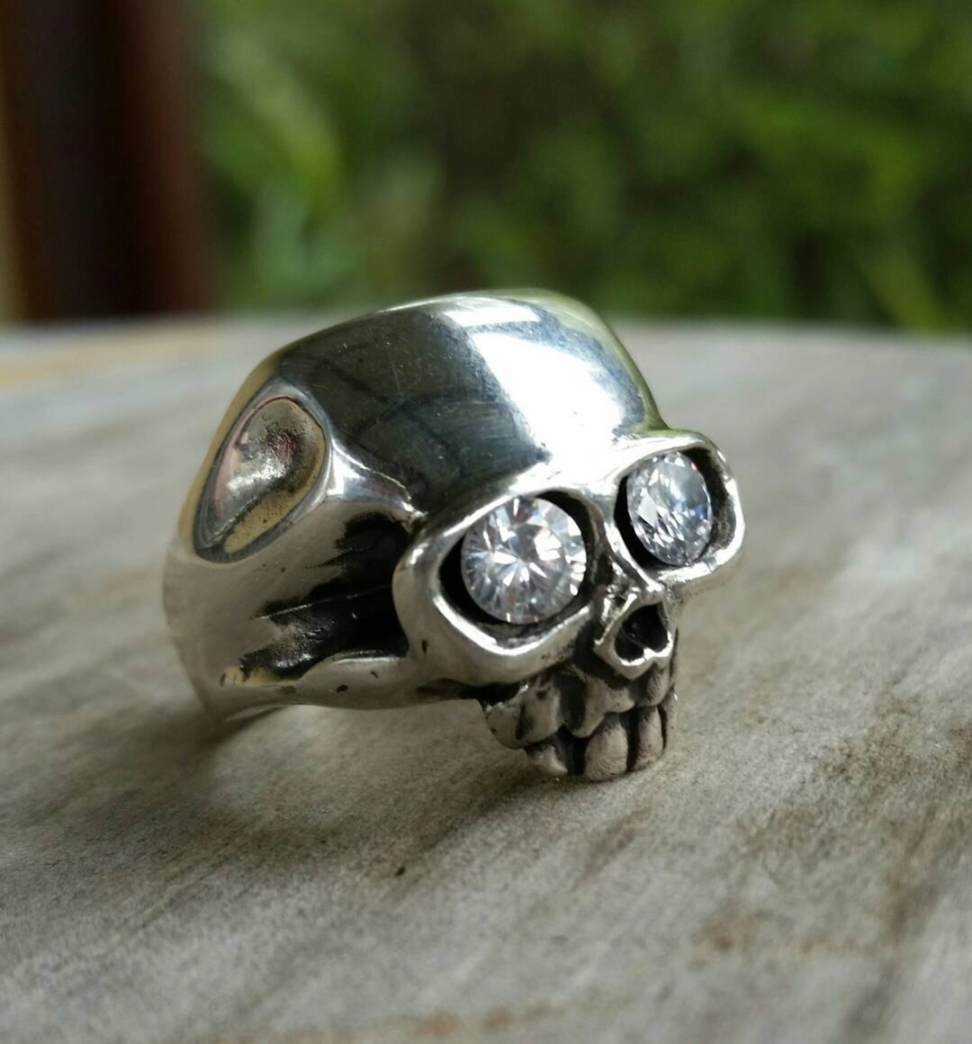 Skull Ring, Sterling Silver, Cubic Zirconia,steampunk Skull Ring, Sterling Silver, Cubic Zirconia,steampunk