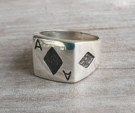 Ace of Diamonds Ring gambling sterling Silver ace Ring vegas