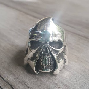 Grim reaper,Skull ring,sterling silver, steampunk,gothic, punk,biker,hand made,hipster,pirate,medievil,