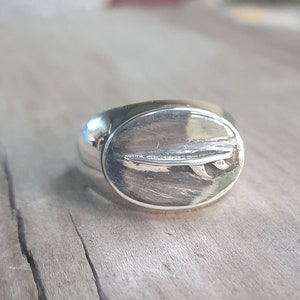 surf board ring,sterling silver,oval signet surfer ring,boho,surfer,board rider,wave rider